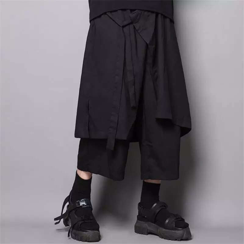 Oryginalny projekt japońnarty ciemny czarny Yamamoto fryzjer popędzający luźne luźne spodnie na co dzień dziewięciopunktowe spodnie spódnica spodnie męskie tre