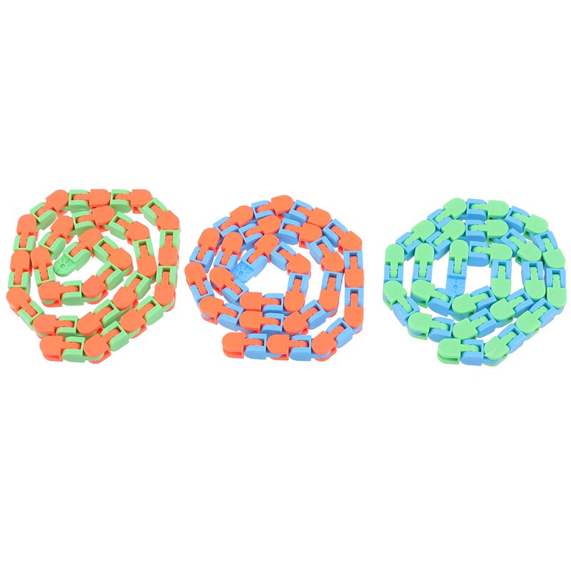 1pc Kids Autism Snake Puzzles Classic Sensory Toy Multicolor Wacky Tracks Snap and Click Fidget Toys