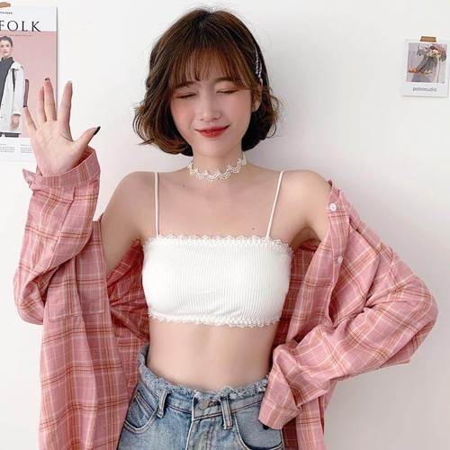 Small Breast Bra Top for Kid Girls Underwear Solid Cotton Training Bra Wireless for Young Girls Underwear Vest: White