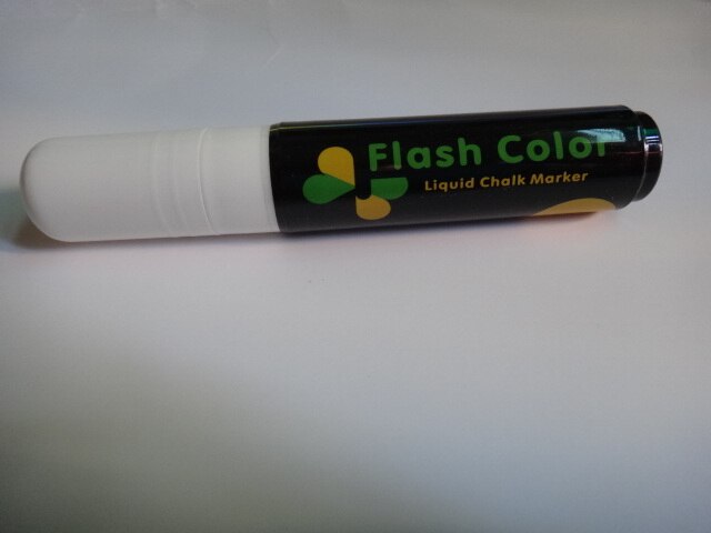 Flashcolor-rotuladores de tiza líquida de neón, 10mm, para tablero de escritura LED, plumas de escritura con efecto neón, 1 unids/lote, 8 colores: White