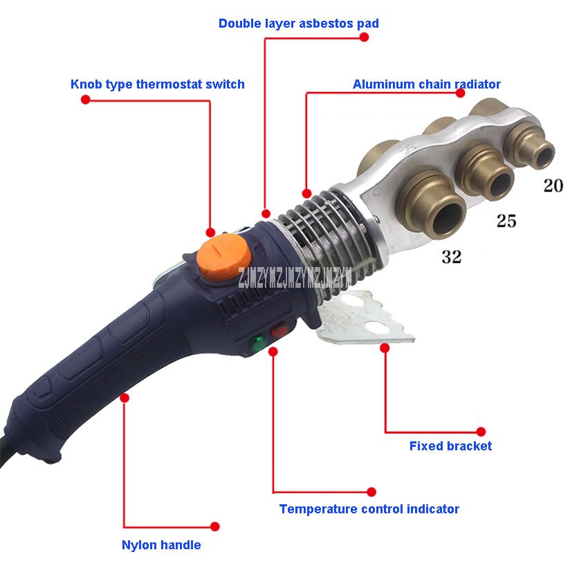 20-32 Handmatige Thermostaat Fuser Tube Pijp Lassen Machine Ppr Pe Pijp Verwarming Plastic Lassen Machine 220V 900W 20 Mm/25 Mm/32 Mm