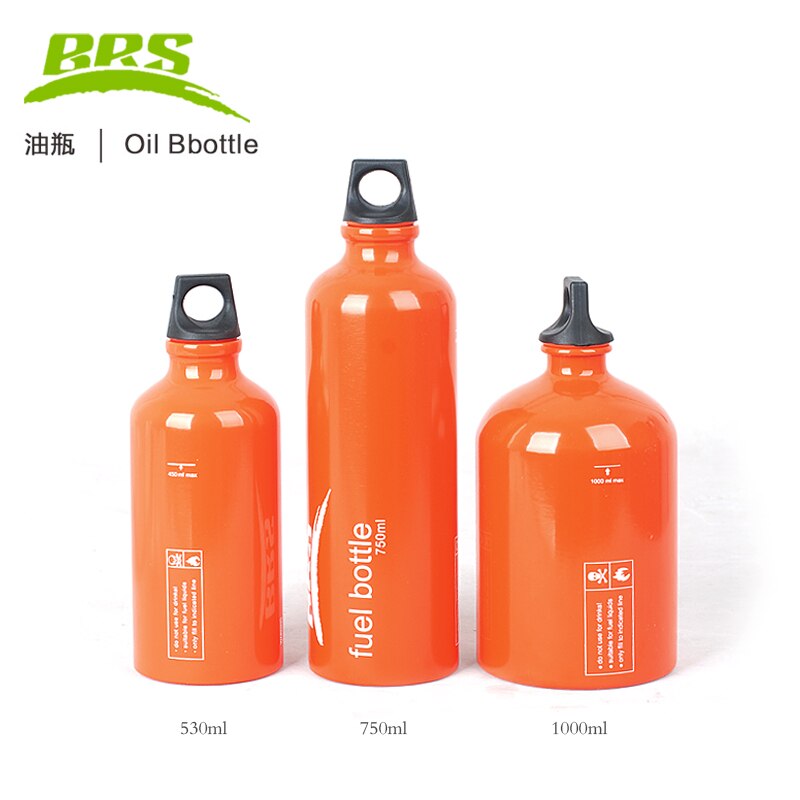 BRS-botella de combustible de queroseno, alcohol de aluminio, gasolina, diésel, para Quemador de aceite, estufa de acampada, 530ml,750ml, 1000ml