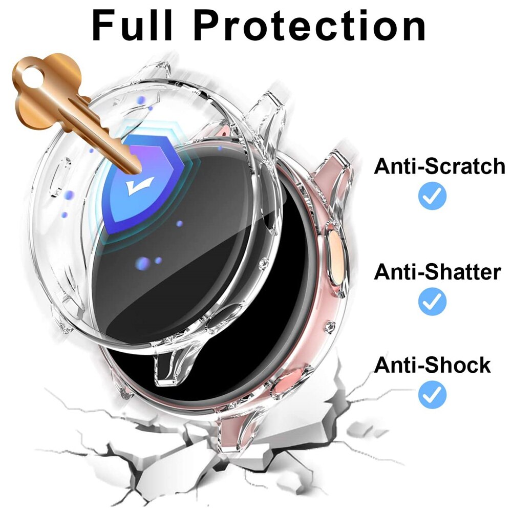 Pecpect etui til samsung galaxy watch active 2 cover 44mm 40mm 3 pack soft full covers skærmbeskytter til active 2 smartwatch