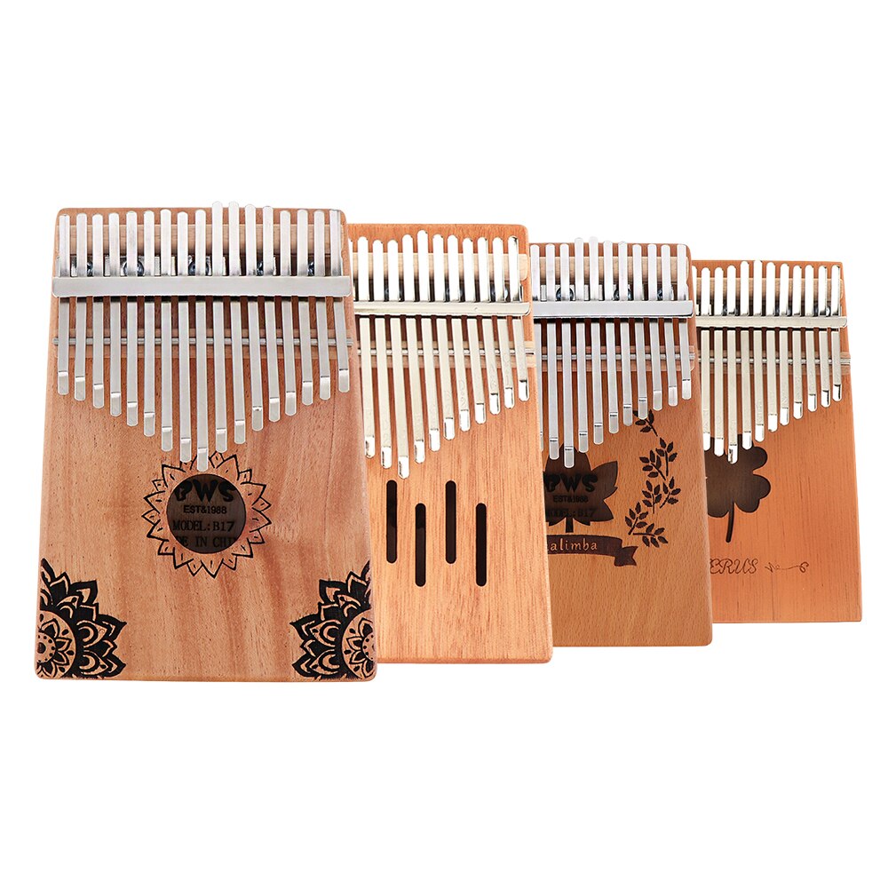 17 Key Kalimba Single Board Mahogany Waterfall Star / FlowersSound Hole Mbira Mini Keyboard Musical Instrument for Music Lovers