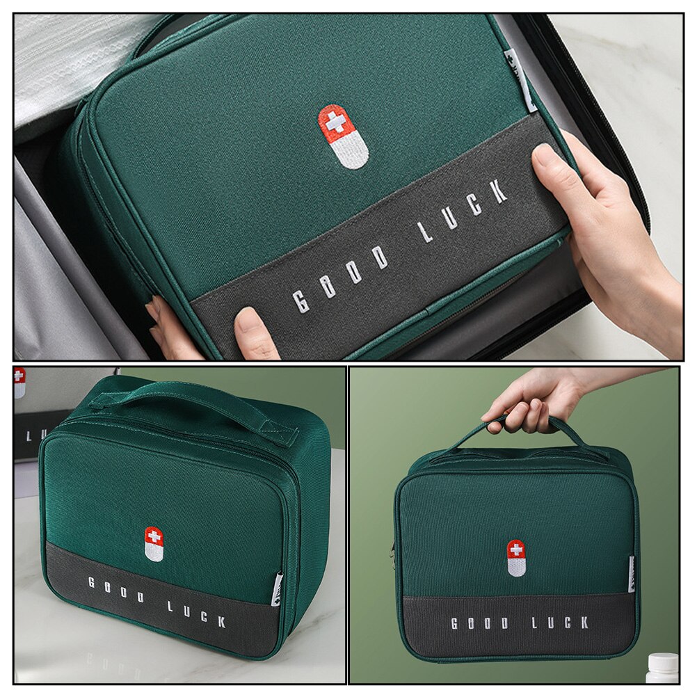 Zippered First Aid Bag Medication Organizer Oxford Cloth Travel Medicine Case