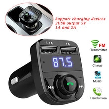 Auto handsfree Draadloze Bluetooth Fm-zender MP3 Speler Dual USB Charger X8