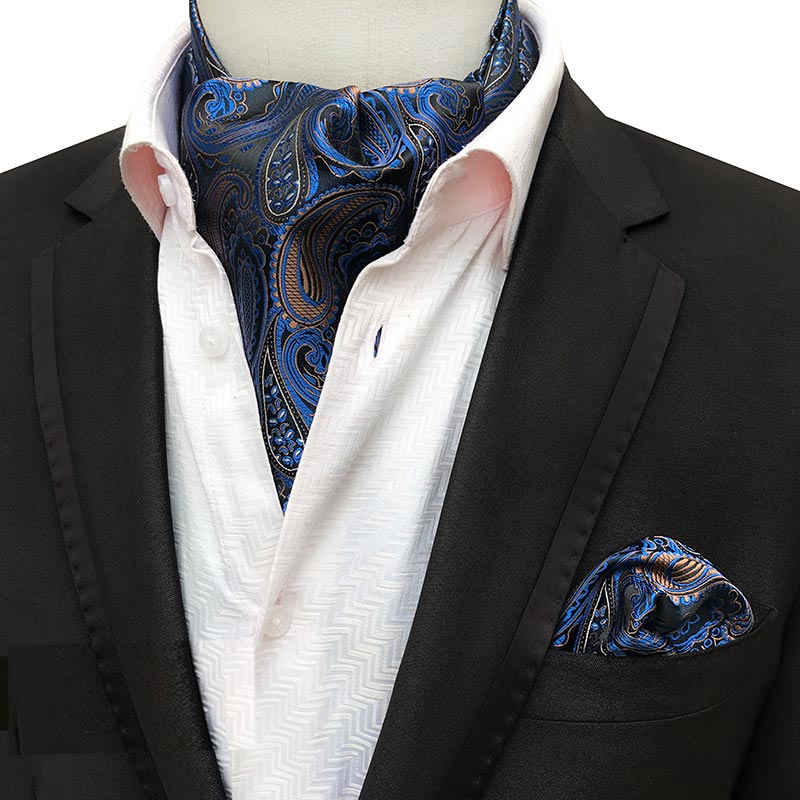Lujosa corbata de seda Ascot de lujo para hombre, corbata para hombre, pañuelo para hacer corbatas, juegos de Cachemira Floral, bolsillo cuadrado, corbata para de boda