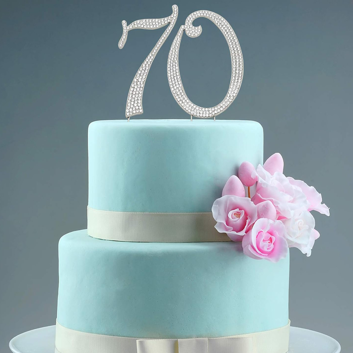 60 Sparkly Rhinestone Decoration Cake Topper - Premium Silver Metal - 60th Birthday or Anniversary Party Makes a Great Centerpie: Chocolate