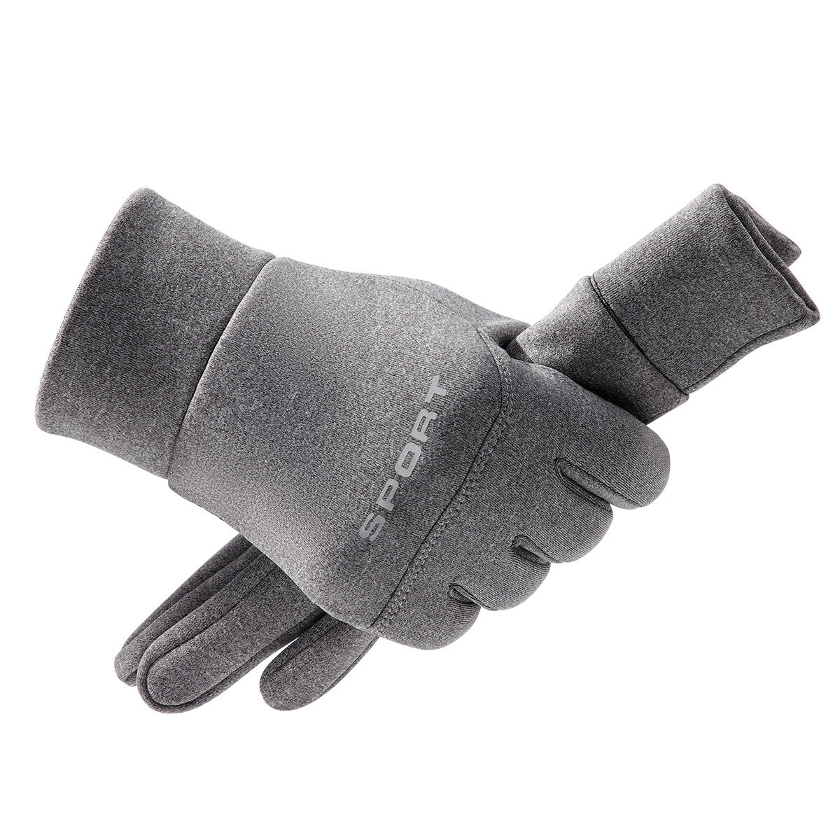 Warm in Autumn and Winter Plush Touch Screen Waterproof Riding Skiing Cold Proof and Anti-Skid Exposed Fingers Men's Glove