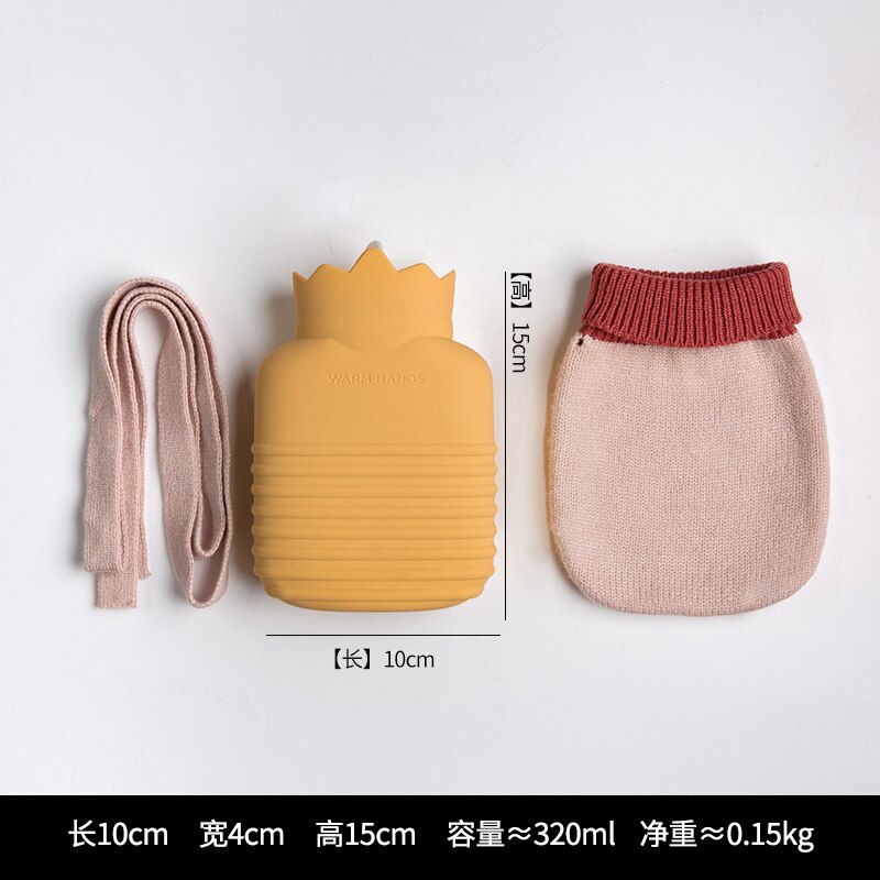 Portable Silicone Water Bag Small Knitted Reusable Water Bag Girls Bouillotte Peluche Hand Warmer EA6RSD: Yellow Square