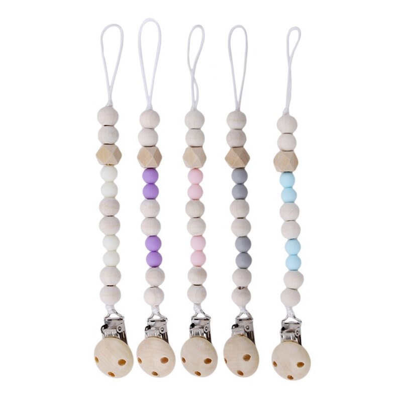 Baby Schnuller Clip Kette Holz Halfter Schnuller Clips Leine Gurt Nippel Halfter für Kleinkind Nippel Flasche Clip Kette