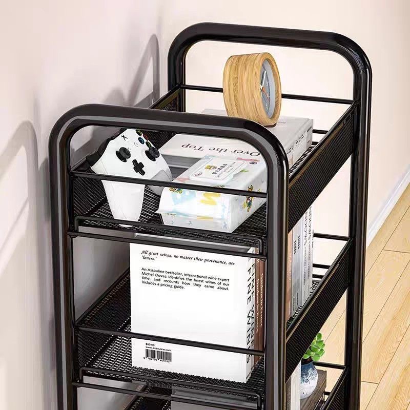 Hjemmevogn oppbevaringsstativ stue jernorganisator hylle flerlags baderomsoppbevaring multifunksjonell tralle med hjul