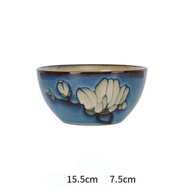 FANCITY Magnolia kiln glaze series ceramic dinner plate hand-painted rice bowl, noodle bowl, square plate, deep dish, flat dish: 4
