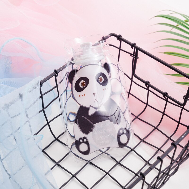 Kreskówka druk kolorowy przezroczysta poduszka elektryczna torba robić wtrysku gorącej wody butelka gorącej wody ciepły dom przenośne nawadnianie Han: panda