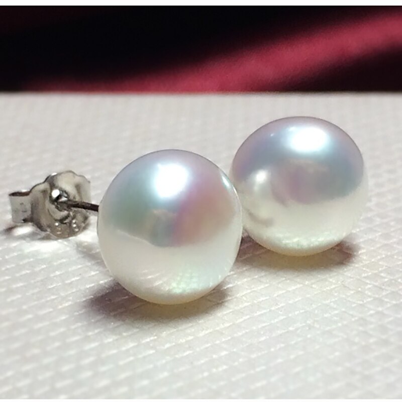 BaroqueOnly 100% Genuine Freshwater Pearl white pink purple blue Silver Stud Earrings Jewelry for Women: White