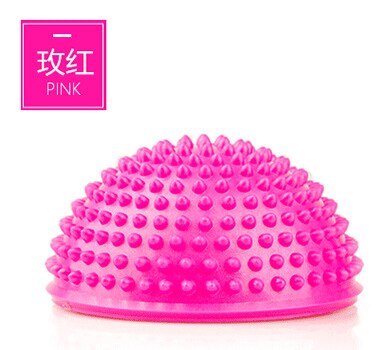 Pvc uppblåsbara yogabollar massagepunkt halv fitball övningar tränare stabilisator gym pilates fitness balansboll: Rosa