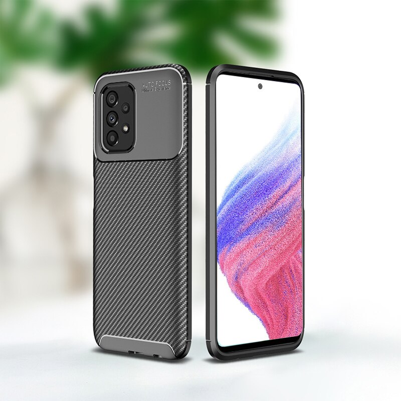 Per Samsung Galaxy A53 5G 6.5 "custodia in fibra di carbonio Tpu custodia morbida in Silicone per Samsung A53 A 53 custodia protettiva antiurto: BLACK / For Samsung A66S