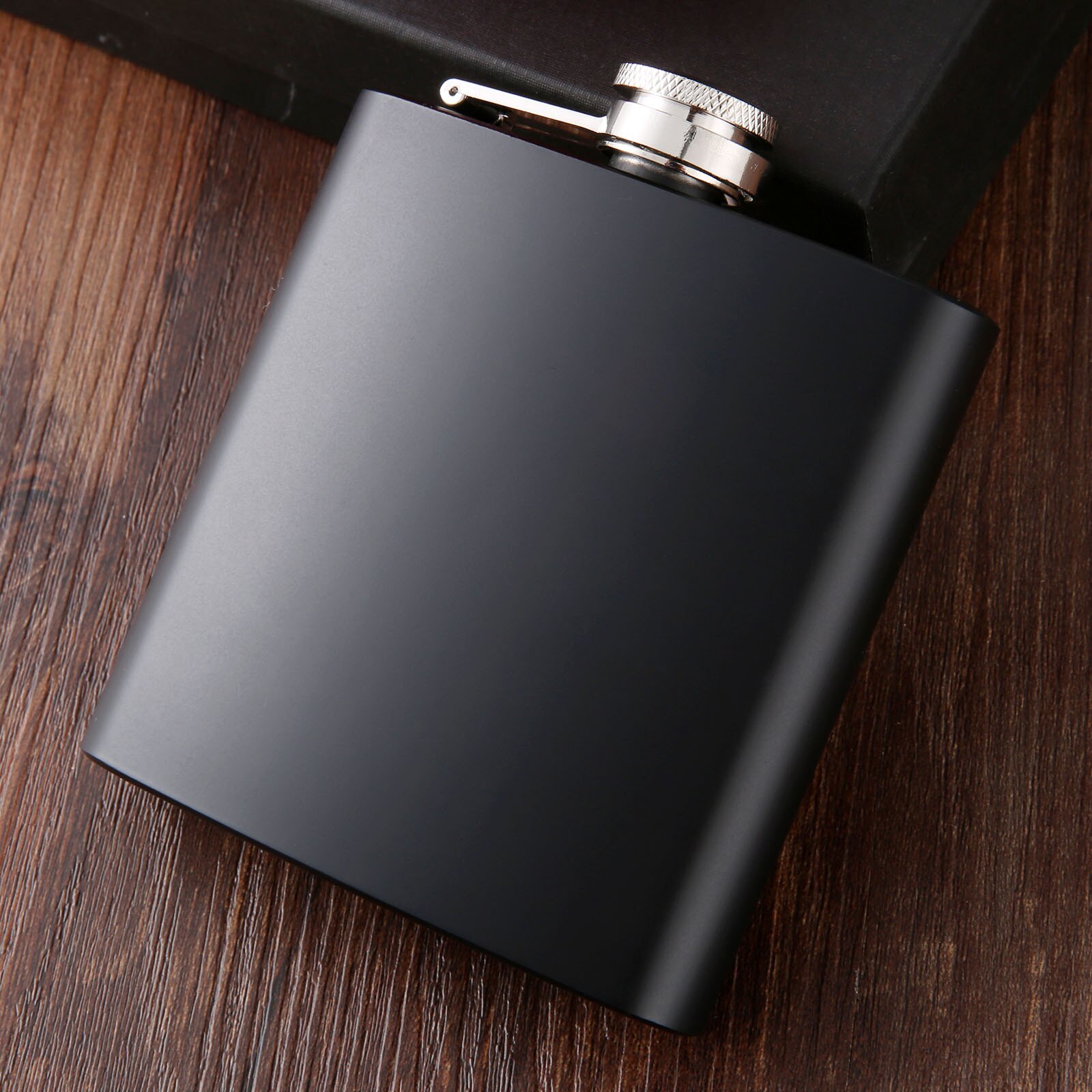 1Pc Schwarz Tragbare Edelstahl 6 Unzen Hüfte Flaschen Wein Topf Alkohol Kolben Flasche Wodka Schnaps Flasche für Reise Picknick