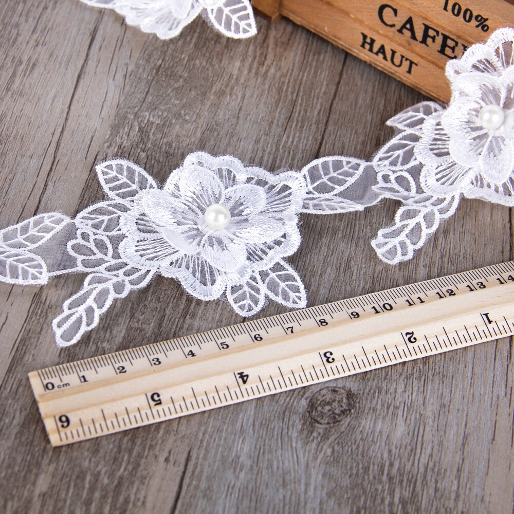 Cinta de encaje de Organza flor perla bordado recortado cinta de tela de costura DIY accesorios de ropa para envolver , 1Yc2488: 1056278004