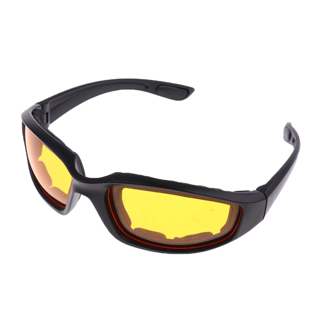 Gafas para montar en moto, resistentes al viento, acolchadas, cómodas, amarillas