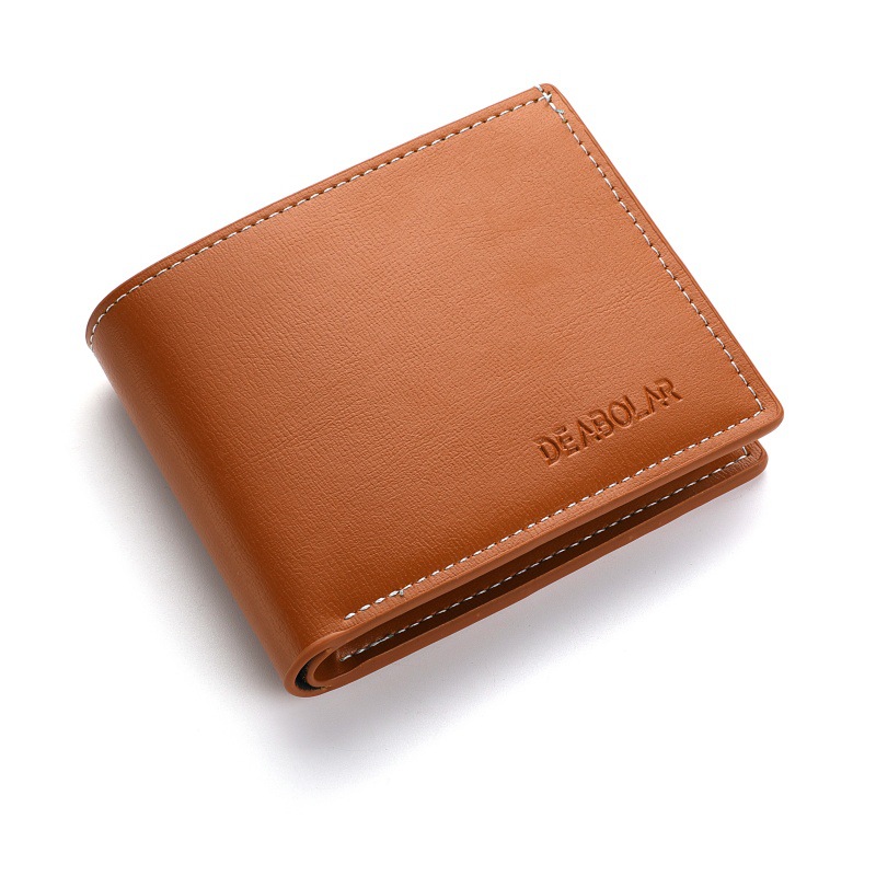Pu Leder Männer kurze Brieftasche dünnen Stil Klapp junge Männer Kreditkarten Halfter Brieftasche: Braun
