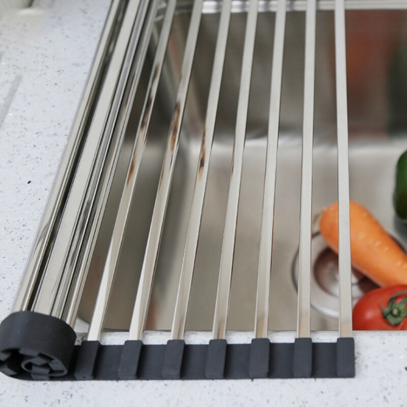 Dish Drying Rack Multi-Use Kitchen Drying Rack Over Sink Foldable Fruit Vegetable Meat Organizer Tray Drainer