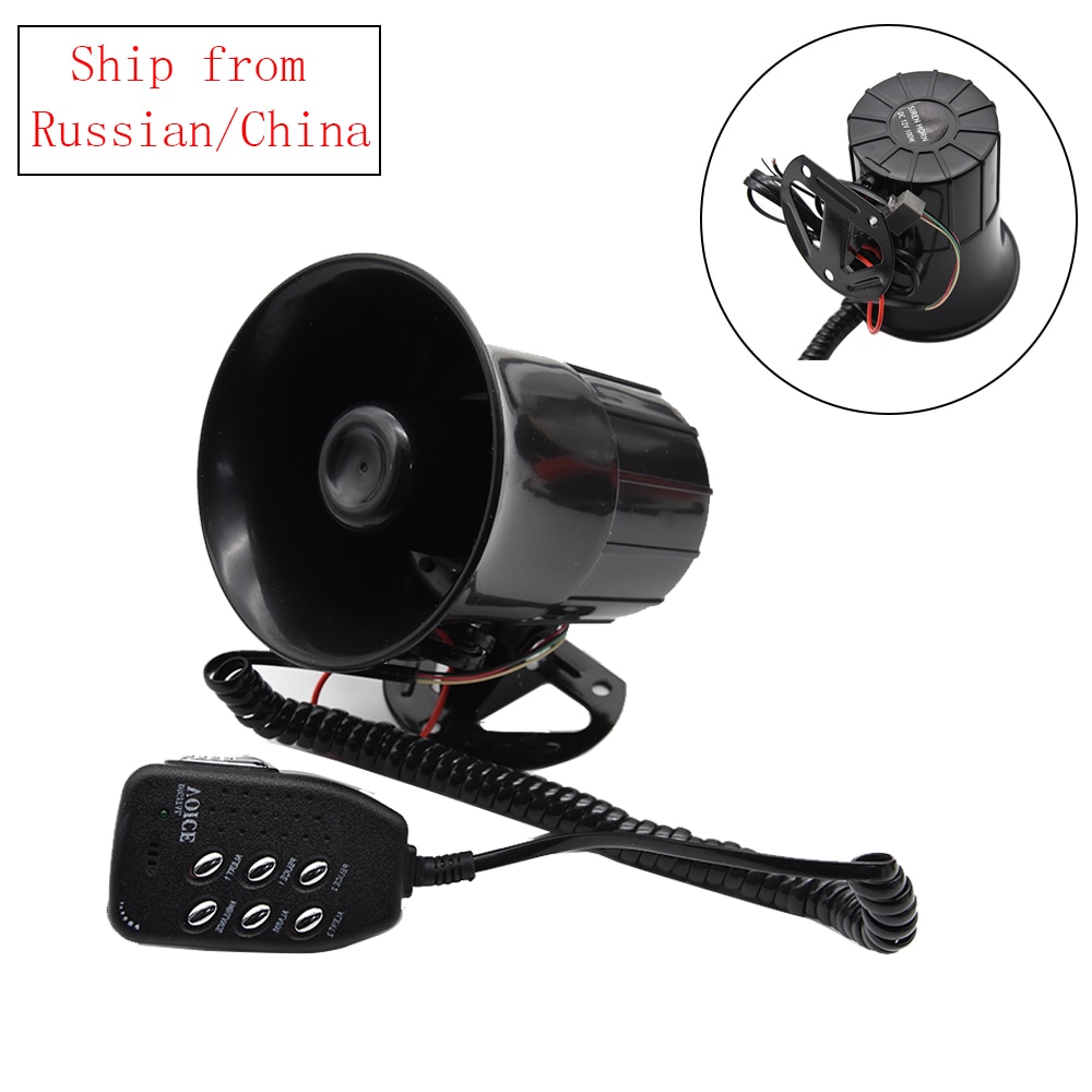 Sirène de Police mégaphone 6 tons pour moto, haut-parleur, alarme, camion, bateau, 100w, 12v, pièces de Modification, klaxon noir