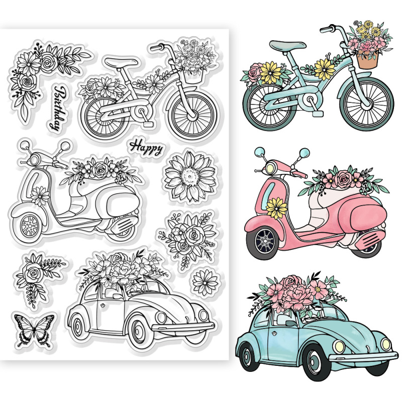 1PC Gear Background Clear Stamps Gear Decorative Clear Stamps Silicone Clear Stamps for Card Making Clear Silicone Seal Stamps: Champagne
