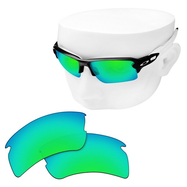OOWLIT Polarized Replacement Lenses for-Oakley Flak 2.0 XL OO9188 Sunglasses: Green Mirror