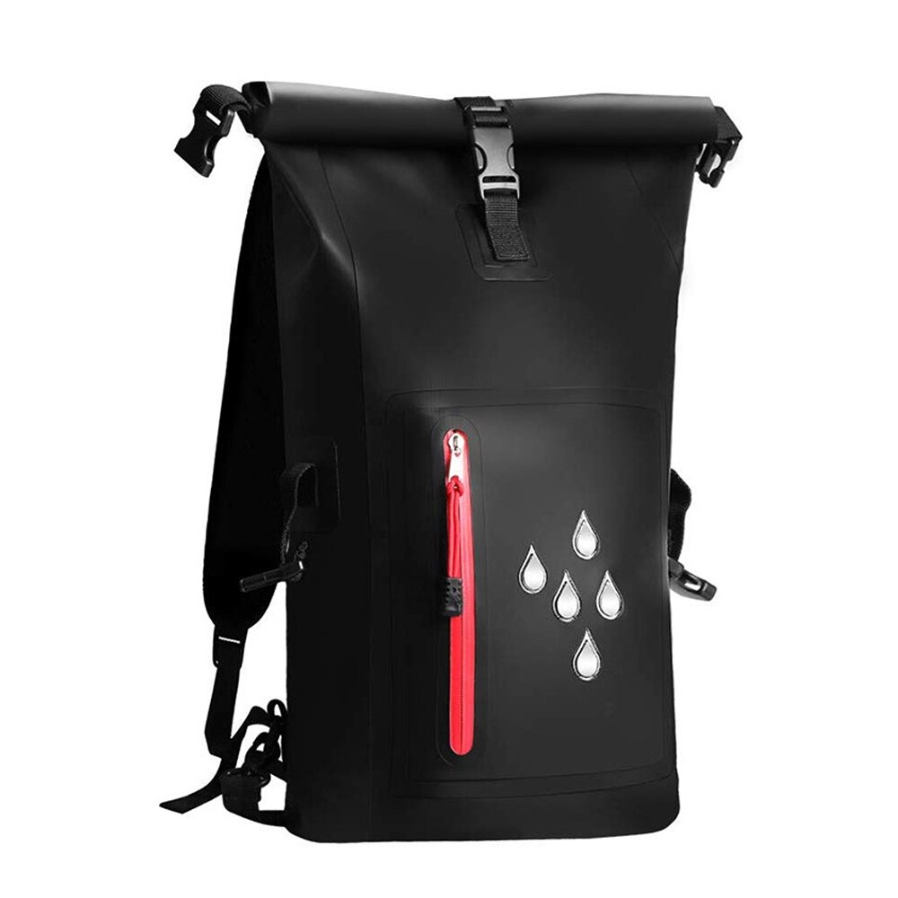 Mochila impermeable de PVC con doble hombro, impermeable, reflectante, impermeable, para pesca: Black