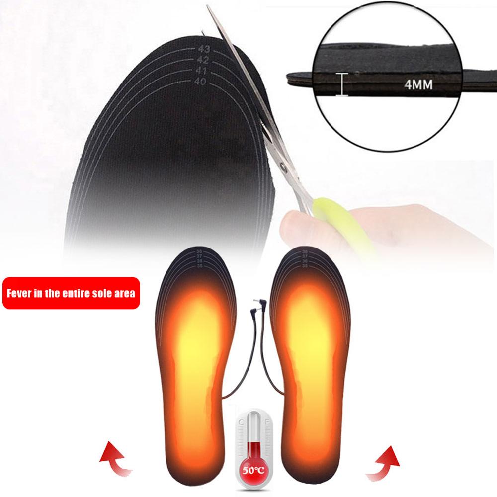 1 Pair Heating Warm Insoles USB Electric Comfortable Soft Rechargeable Cutable Size Heated Insoles