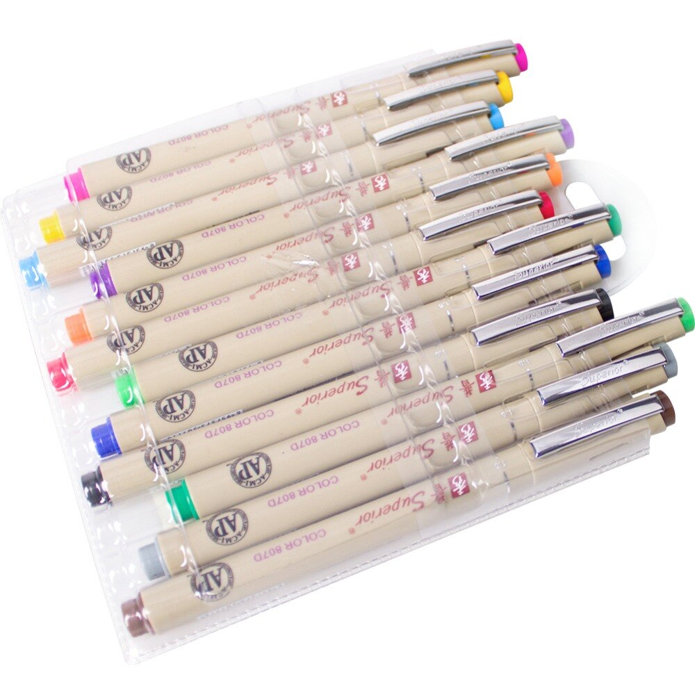 12 Uds. Bolígrafos de tinta de precisión, bolígrafo de punta fina Pigma micrón, delineador, Multiliner, ilustración de artista, dibujo, dibujo técnico