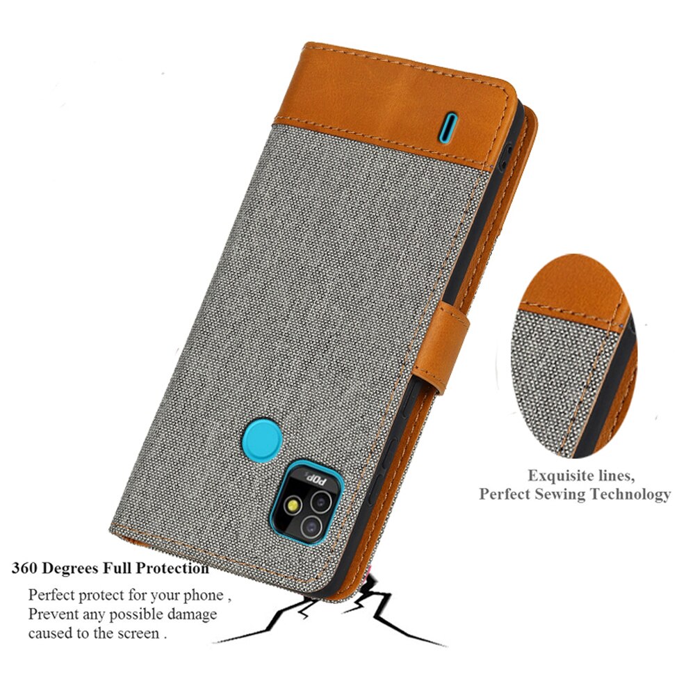 Coque de téléphone à rabat en cuir pour Tecno POP 5, étui à cartes magnétiques