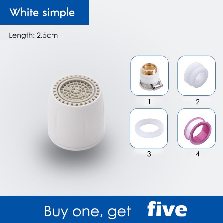 Universal Splash Filter Faucet Kitchen Bathroom Tap for Water Filter Rotating Replacement 720 Degree Douche Adjustable R2045: White simple
