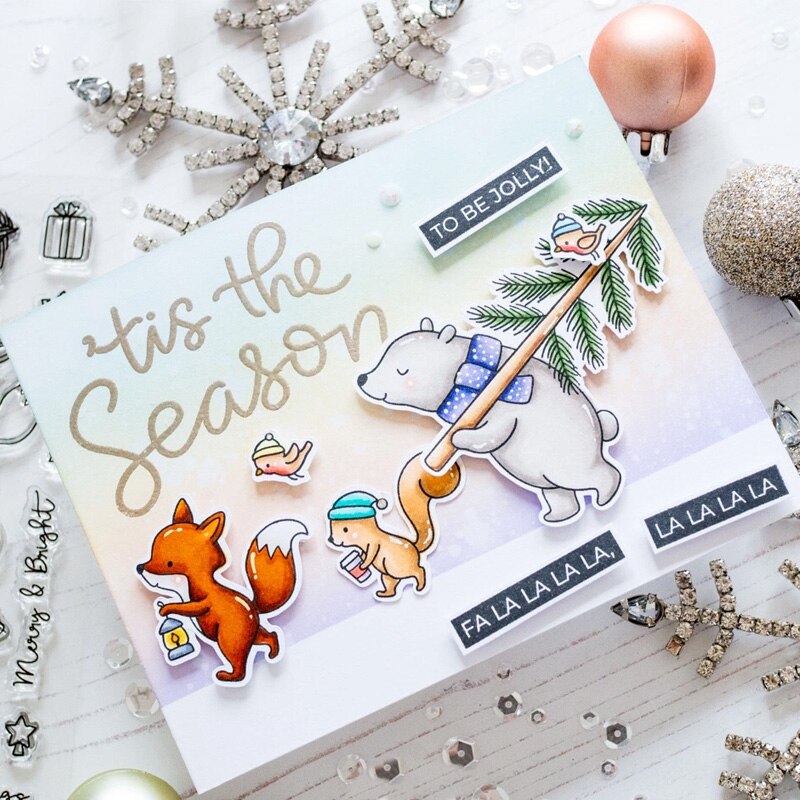 Troqueles de corte de Metal para manualidades, letras del alfabeto elfo, oso, árbol de invierno, Feliz Navidad, Matc, sellos de silicona transparentes,