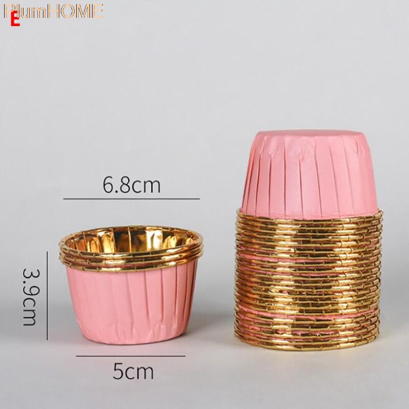 50Pcs Large 5039 Aluminum Foil Wrapper Paper Gold Cupcake Liner Baking Cup Muffin Cupcake: ZXHG1997-E