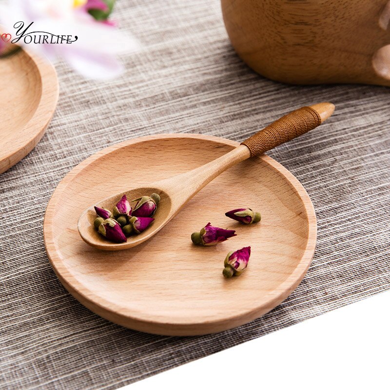 Oyourlife japanse stijl snackborden natuurlijke houten fruit dessert ontbijtborden huishoudelijke decoratie servies