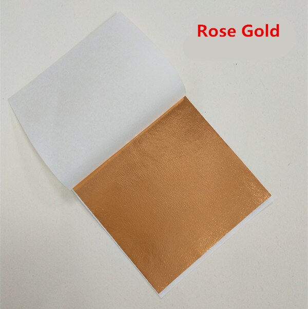 100 stk farve imiteret bladguld folie ark kobber blad til forgyldning kunst arbejde negle dekoration 9 x 9cm rose guld blad folie papir: Rose guld