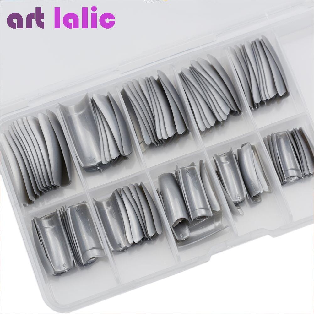 100 st/ set fransk stil nagelspetsar pärlemorfärg falsk akryl uv gel nail art spets glans yta: Pärlgrå