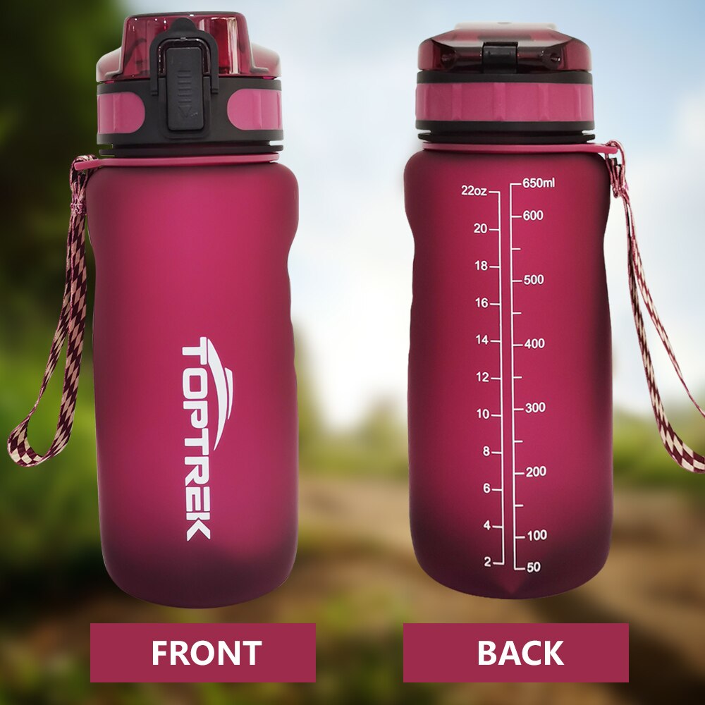 Toptrek urheilu vesipullo 650ml/1000ml bpa ilmaiset juomavälineet ulkokäyttöinen juomavesipullo proteiiniravistin vuotamaton juomapulloni