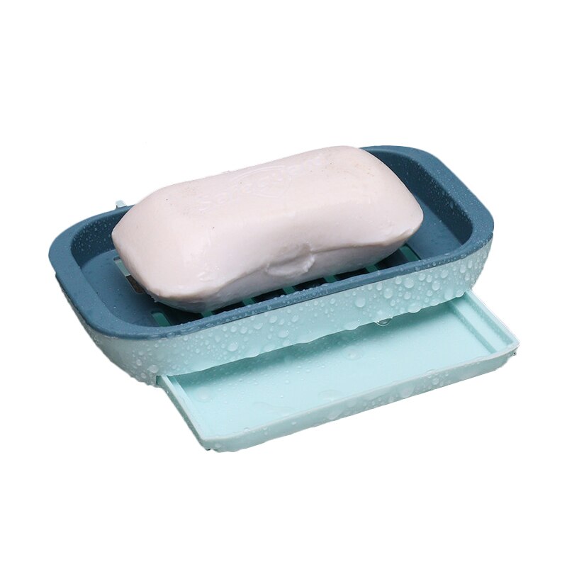 Podwójna warstwa mydelniczka uchwyt akcesoria łazienkowe uchwyt na mydelniczkę ssania przechowywanie mydła kosz mydelniczka stojak stojak na kubki mydła: niebieski
