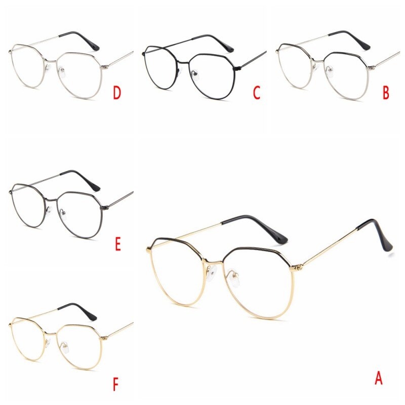 Unisex retro uregelmæssig flerfarvet polygonramme klar linse briller optiske briller ，