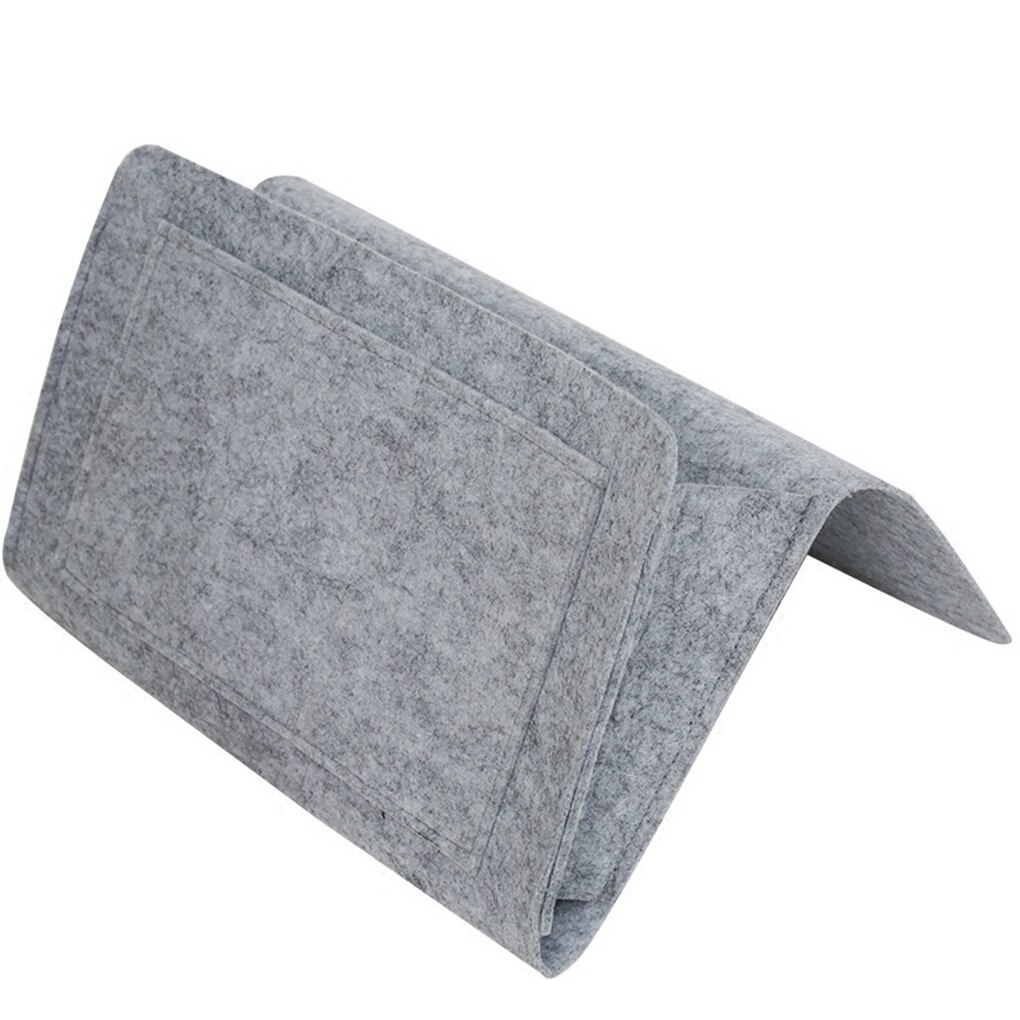 Bedside Holder Phone Tablet Books Storage Pouch Bed Headboard Footboard Organizer Bag Felt Pocket: grey