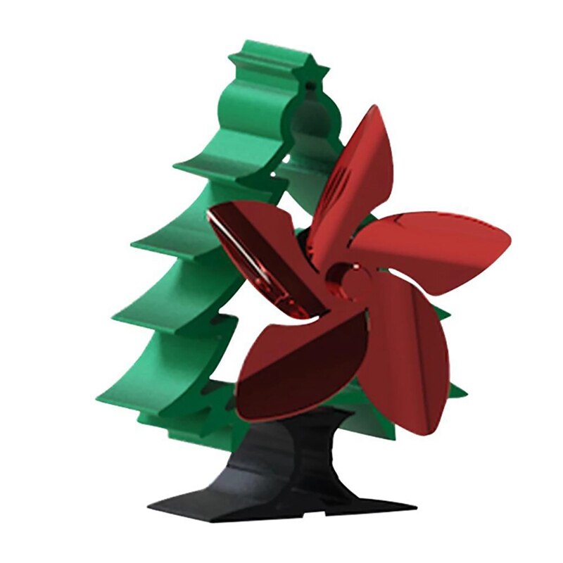 Christmas Tree Fireplace Fan 5-Blade Heat Powered Stove Fan Burner Eco Fan Quiet Home Fireplace Fan Efficient Heat: Default Title