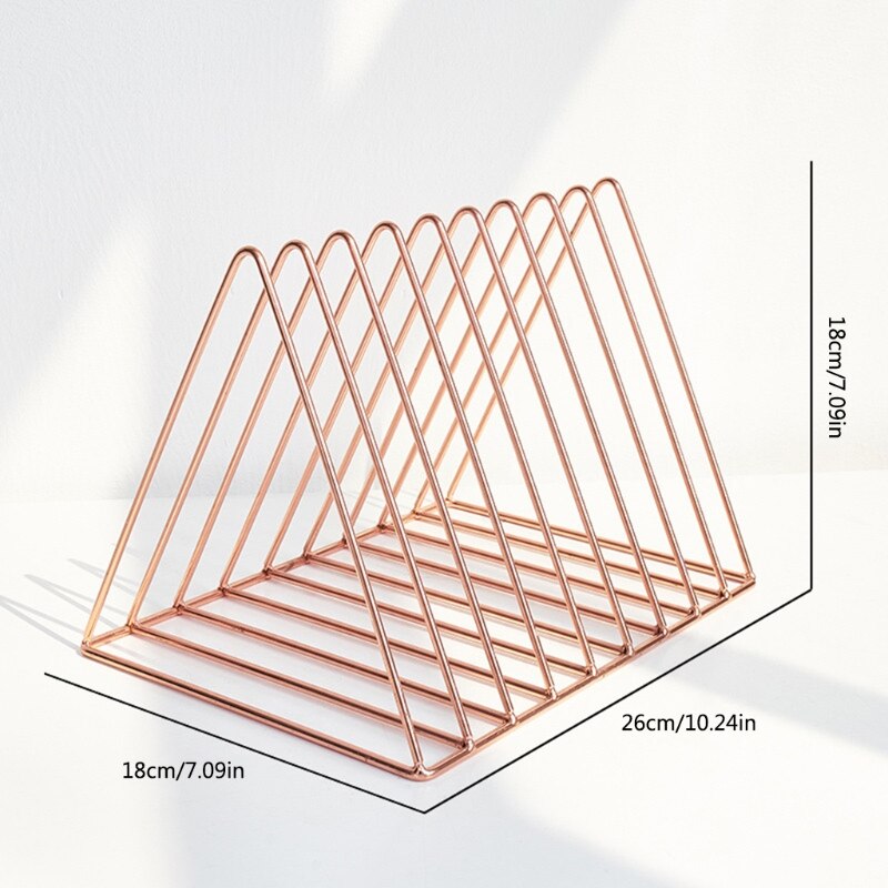 Iron LP Record Rack Triangle Book Magzine Holder Desk Record Storage Organizer M76A