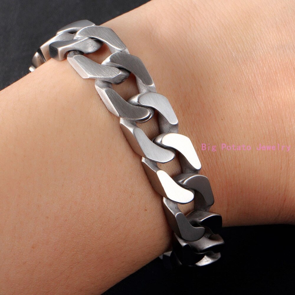 Heavy Enorme Zilveren Kleur Cubaanse Curb Casting Link Chain Armband 316L Rvs Cool Mannen Armband Sieraden 12 Mm * 22 Cm
