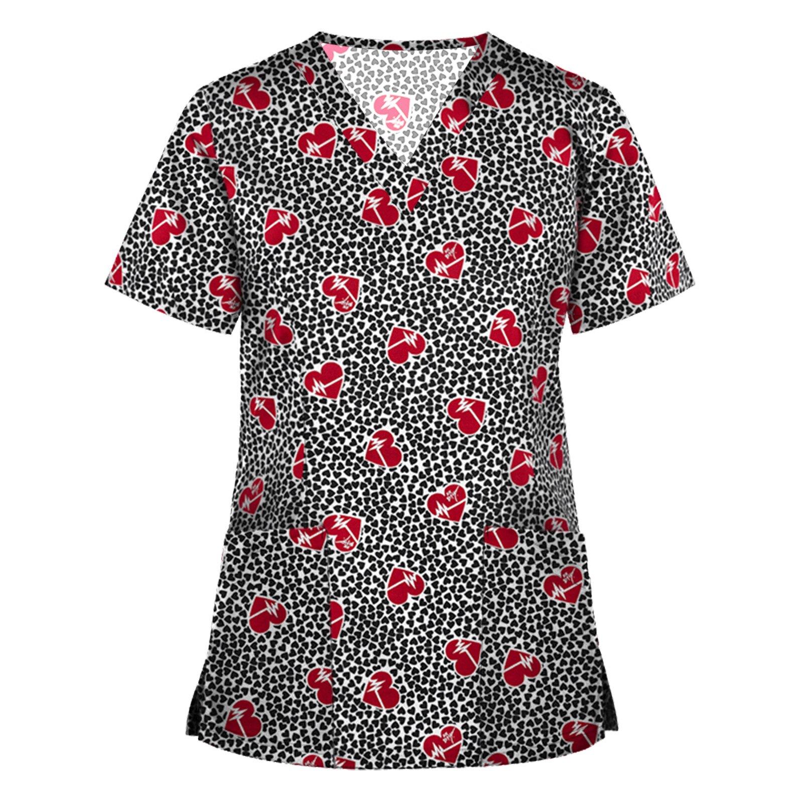 Frauen Kurzarm Hals Spitzen Arbeits Uniform Hohe Temperatur Sterilisierbar Kleidung Pflege Tragen Zahnarzt Weibliche: A / XXXL