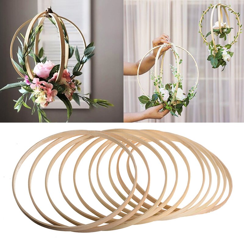 Cadre rond en bois de bambou, 8-40cm, cercle de broderie, outils pour bricolage, artisanat, couture, accessoires de décoration