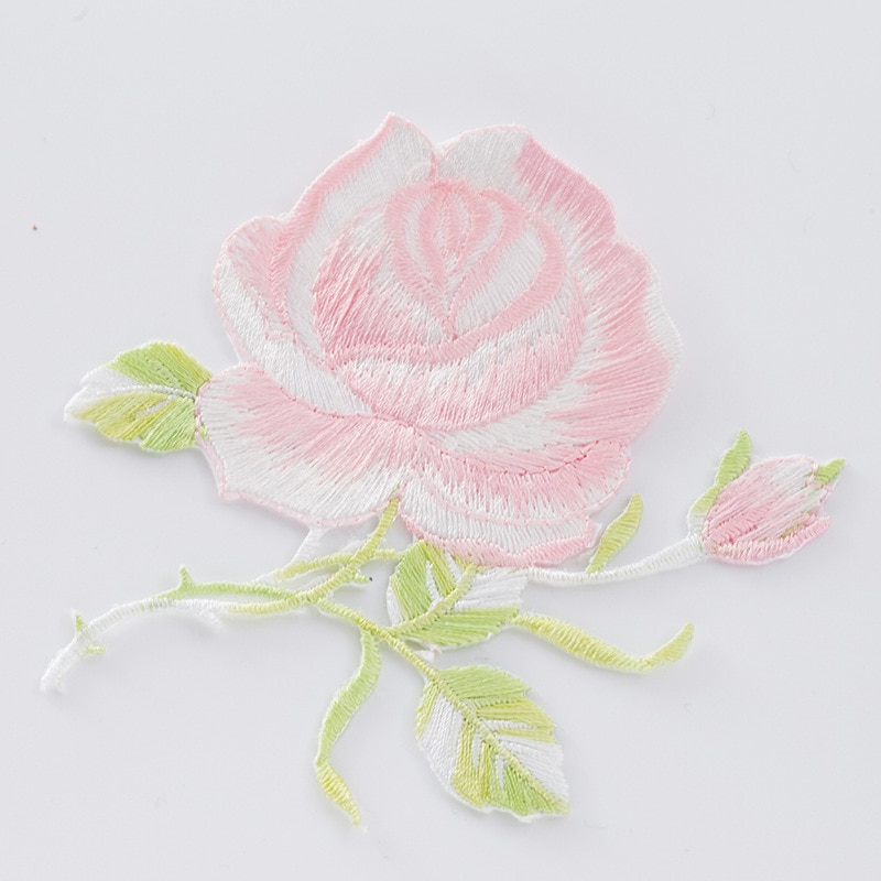 1Pc Rose Bloem Bloemen Patches Voor Kleding Ijzer Op Toepassing Kleding Geborduurde Patchwork Sticker Custom Naaien Accessoires