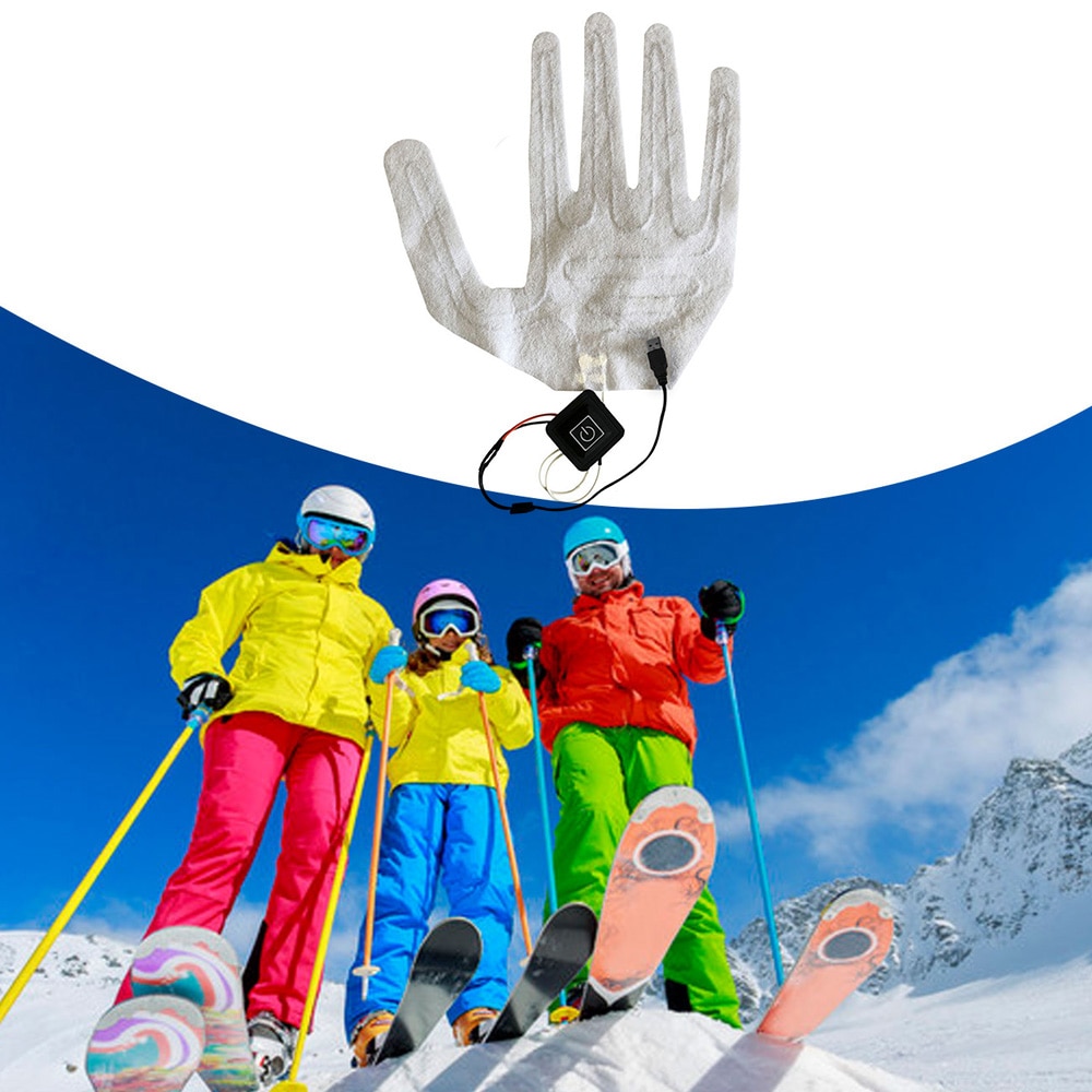 1Pc USB Heated Gloves Winter Warm Five-Finger Gloves Heating Pad Electric Heating Film Glove Heating Sheet